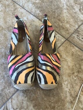 MICHAEL Michael Kors Pink Orange Black & White Zebra-Print Espadrille Flats